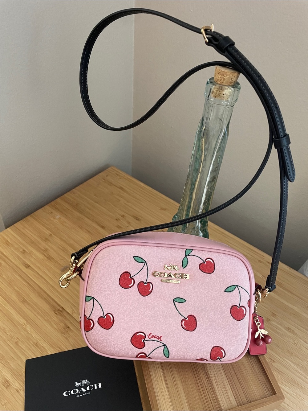 Coach Mini Jamie Cherry Print Camera Bag, Mini Cherry Charm & Detachable Strap